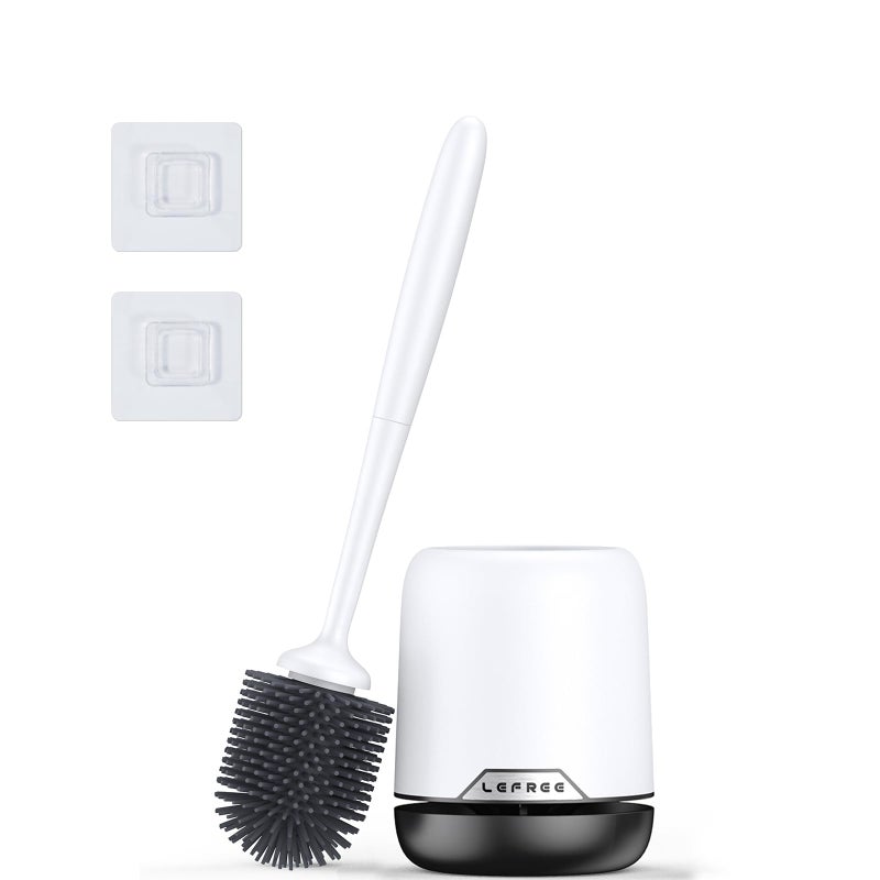 Lefree Silicone Toilet Brush,Rubber Toilet Bowl Brush and Holder Set with Ventilated Holder, Toilet Cleaner Brush for Bathroom,Floor Standing & Wall Mounted Toilet Scrubber Without Drilling - Image 1